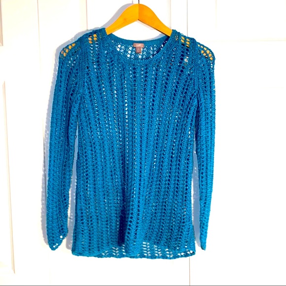 J. Jill Sweaters | J Jill Blue Open Knit Pullover Sweater | Poshmark